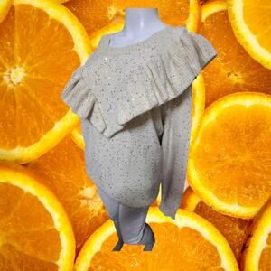 NWT LC Lauren Conrad Women Ruffle Shoulder Prancer Sparkle Sequin Sweater Size M